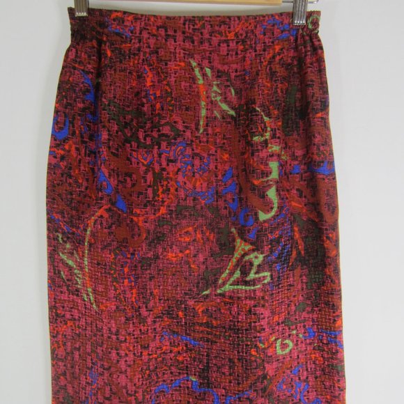Vtg Anne Crimmins Umi 6 100% Silk Straight Skirt S - Picture 1 of 8